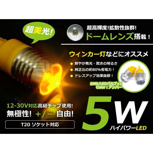Ｔ20 5W アンバー 5W アンバーLED球 ポジション球 ウインカー ウィンカー バックランプ ...
