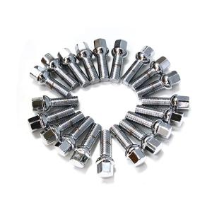 送料無料 輸入車用 ホイールボルト M14×P1.5 首下35mm R13球面 20個セット クロームメッキ クロムメッキ ホイールスペーサーボルト