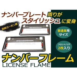 ブラックカーボン ナンバーフレーム 2枚セット ライセンス