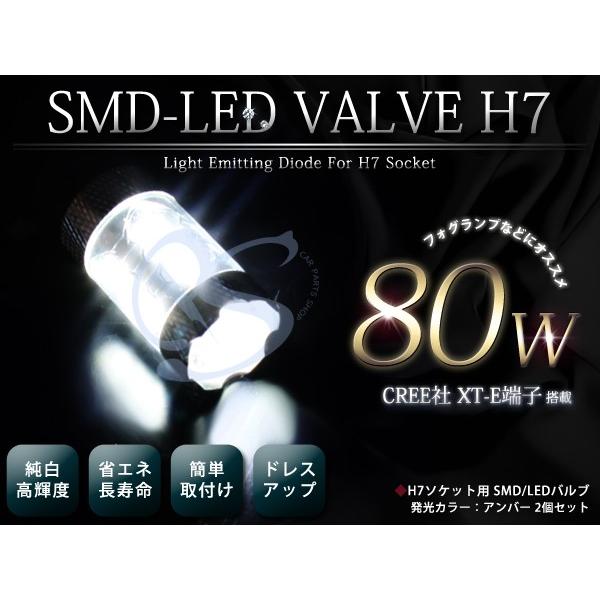 LED バルブ H7 ホワイト 白 80W 2個セット 純正交換 後付け 予備 ユニット 電球 バー...