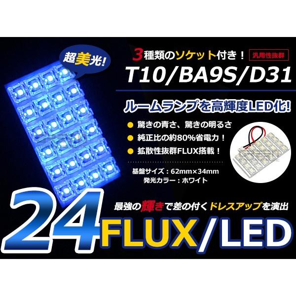 【メール便送料無料】 基盤ルームランプ 24連 FLUX 6×4 62mm×34mm ブルー/青基盤...