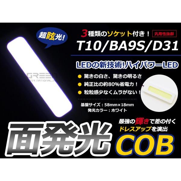 【メール便送料無料】 基盤ルームランプ COB面発光 COB 58mm×18mm ホワイト/白基盤 ...