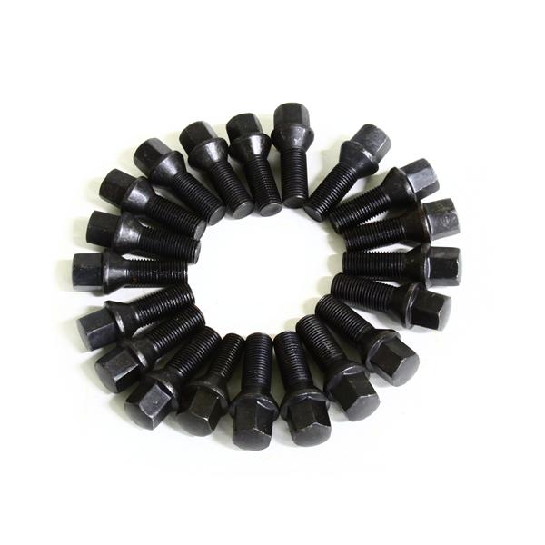 送料無料 輸入車用 ホイールボルト M12×P1.5 首下38mm 60度 20個セット ブラック ...