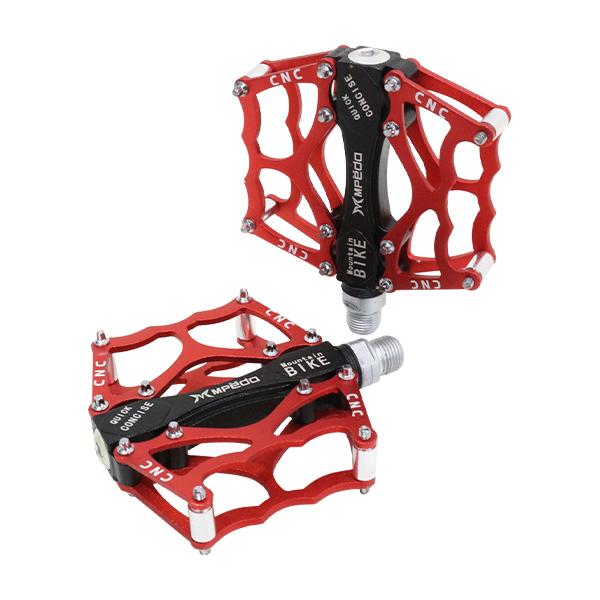 自転車 アルミペダル 左右 2個 セット レッド 赤 フラットペダル 軽量 CNC ペア ロードバイ...