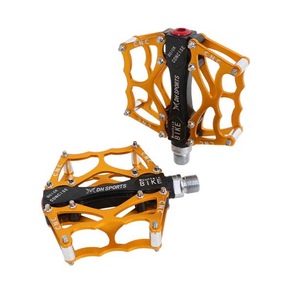 自転車 アルミペダル 左右 2個 セット イエロー 黄色 フラットペダル 軽量 CNC ロードバイク...