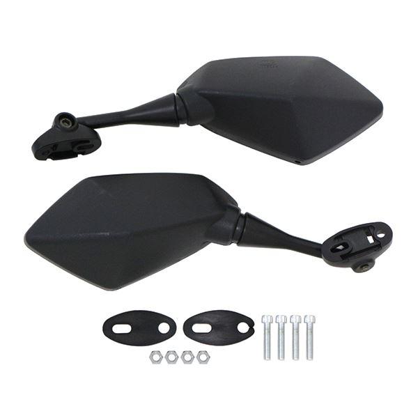 バックミラー ブラック スクエア 左右 バイク ZX-type カウリング 鏡 後付け 純正 交換 ...