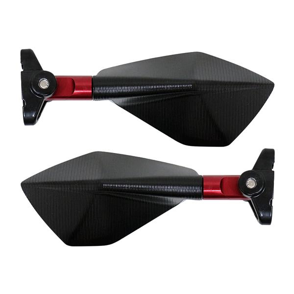 CNC カウルミラー バックミラー レッド スクエア 左右 バイク ショート CBR250R 600...