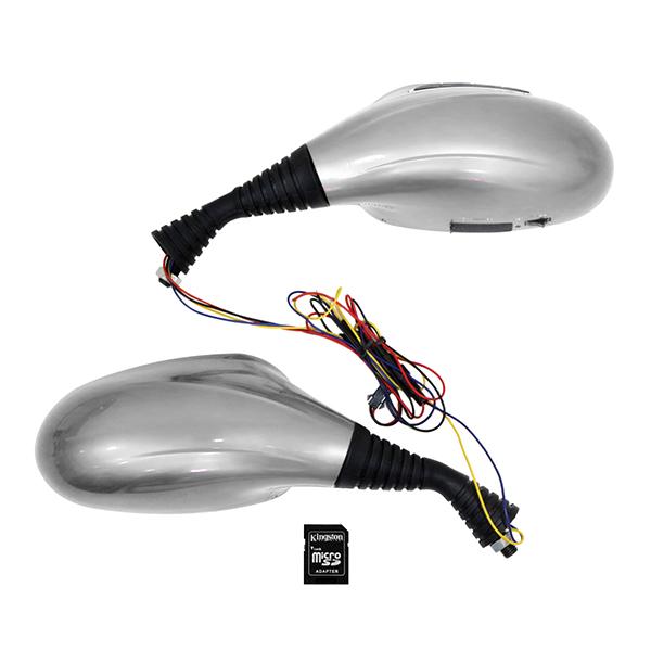 MP3 スピーカー付き バックミラー 一体型 シルバー オーバル 左右 バイク スピーカー XJR4...