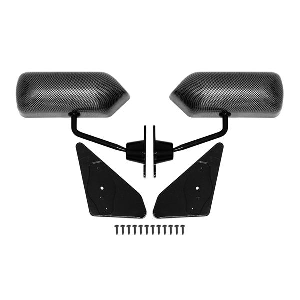 レーシングミラー サイド ドア ミラー ブルーミラー カーボン調 スクエア 左右 車 軽量 ブルーレ...