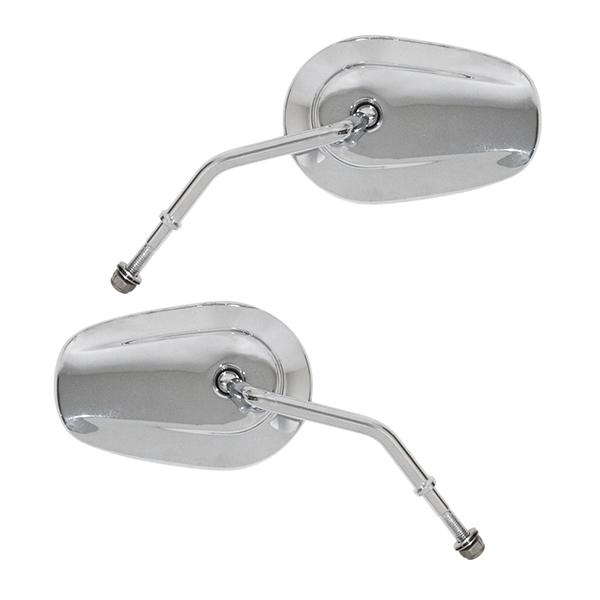 ハーレー用 バックミラー メッキ オーバル 左右 バイク ハーレー ノーマル スポーツスター ダイナ...