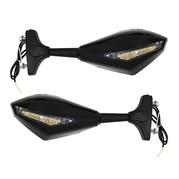 LED ウインカー付き バックミラー ブラック スクエア 左右 バイク LED内蔵 CBR1000R...