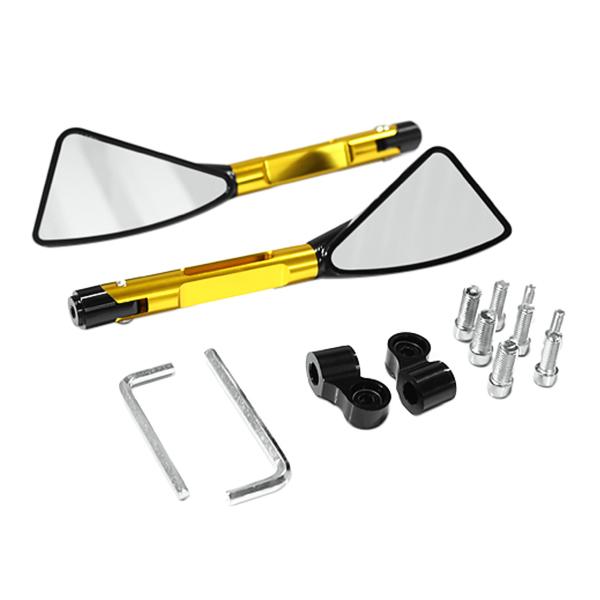 可動式 ブルーミラー バックミラー 角度調整OK ゴールド バレンタイプ 左右 バイク 角度調整 ブ...