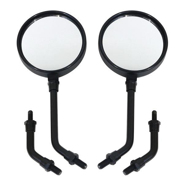 ショートミラー バックミラー 正ネジ M10 ブラック ラウンド 左右 バイク エイプ モンキー ゴ...