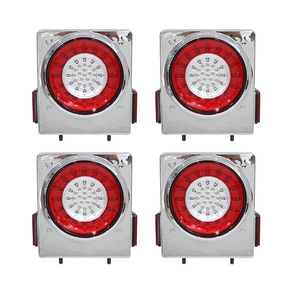 トラック フル LED テールランプ メッキ 24V 46連 花柄 開花型 丸型 ロケットテール 赤...