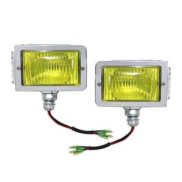 汎用 トラック コーナーランプ フォグランプ レトロ 復刻 昭和 24V イエロー ガラス レンズ ...