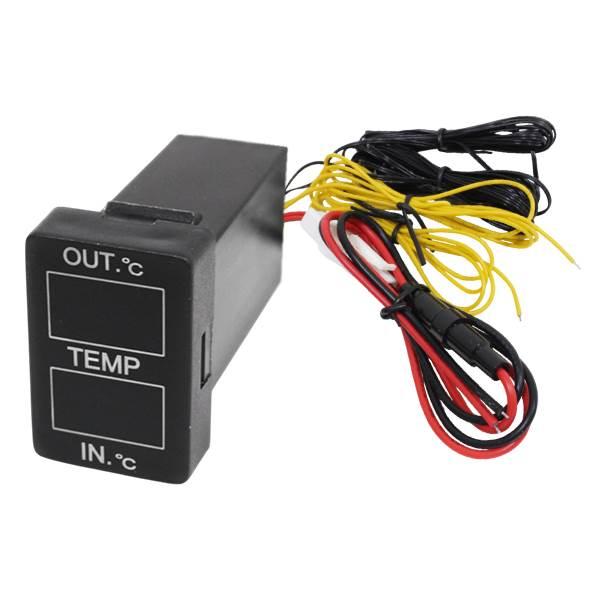 スイッチホール 増設 車外 車内 外気温 LED サーモメーター 温度 寒暖計 ダブル 数字 温度計...