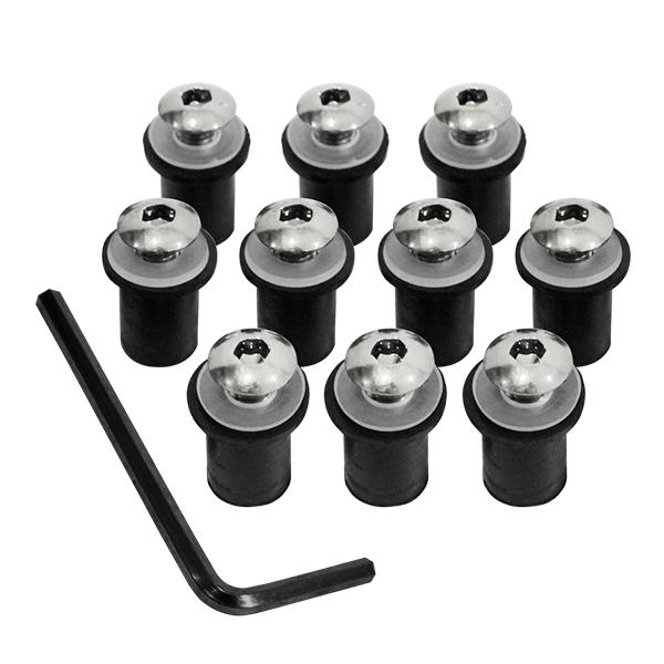 スクリーンボルト 5mm 10本セット シルバー 銀 ウェルナット カウルネジ アルミボルト カワサ...