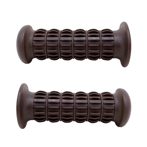 バイク ハンドル グリップ 左右セット 7/8インチ 22.2mm 用 Z2タイプ ブラウン 非貫通...