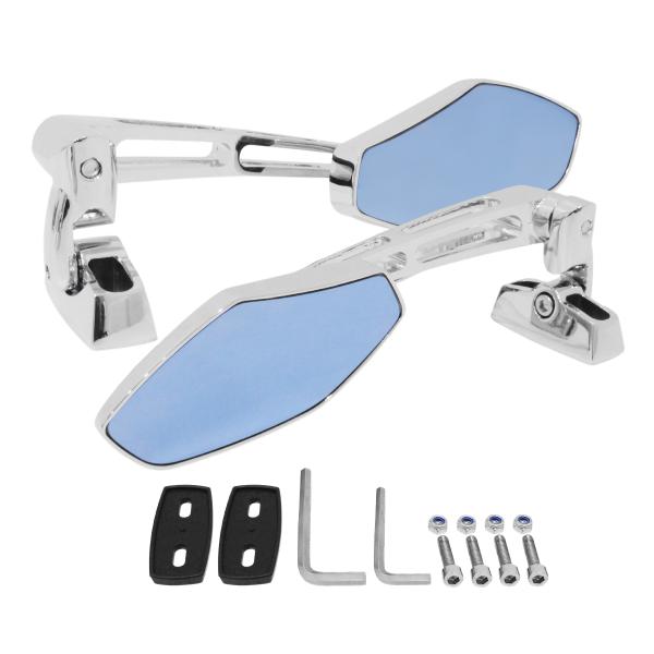 バイク ミラー レーシング バックミラー メッキ スクエア 左右セット GSX-R1000 ニンジャ...