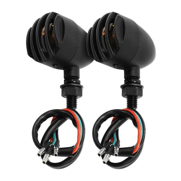 バイク 汎用 ウインカー ランプ ブラック 黒 ブレット 弾丸 砲弾 メタルガード アメリカン YZ...