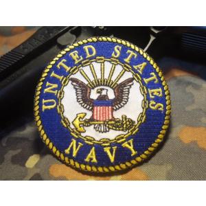 ミリタリー ベルクロ ワッペン パッチ U.S.Navy ネイビー ロゴ ラウンド
