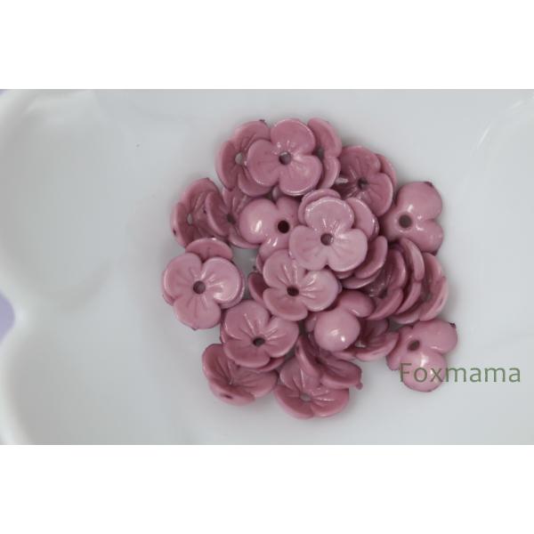 アクリルビーズパーツ 30個 3枚花びら 10mm  紫色系 (BF3100PPFO00)