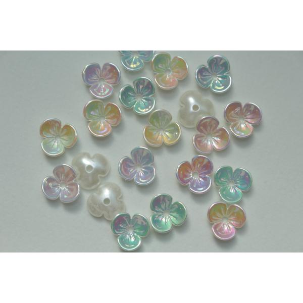 アクリルビーズパーツ 20個 3枚花びら 10mm オーロラ 乳白 パール調 (BF310AMWFO...