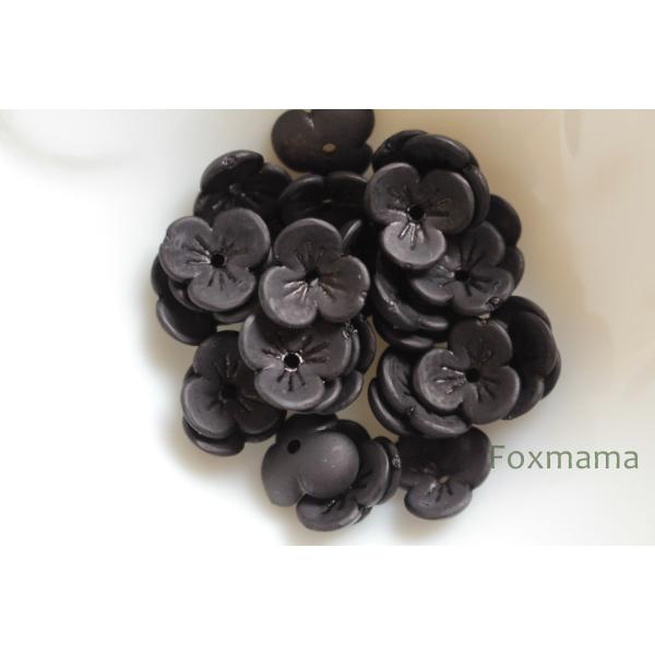 アクリルビーズパーツ 10mm 30個 3枚花びら マット 黒 (BF310MBKWS01)