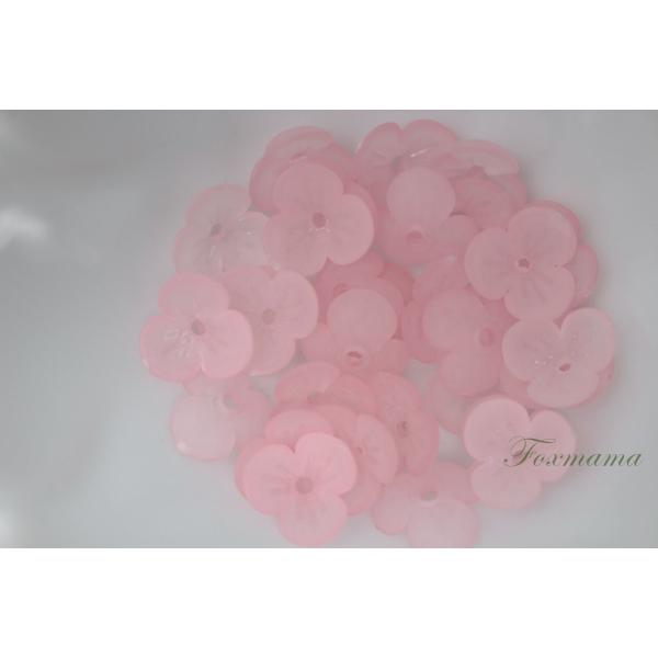 アクリルビーズパーツ 10mm 30個 3枚花びら マット 半透明 ピンク(BF310MPKSHHS...