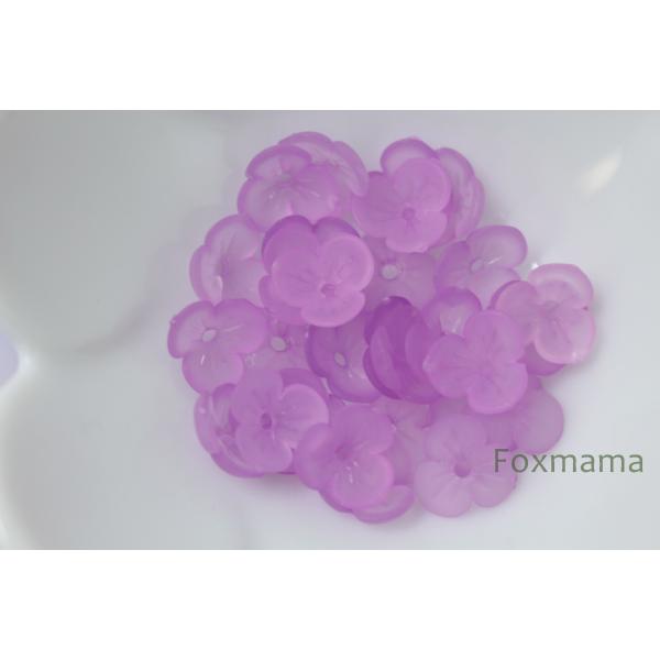 アクリルビーズパーツ 30個 3枚花びら 10mm マット 半透明 紫色 (BF310MPPEHHS...
