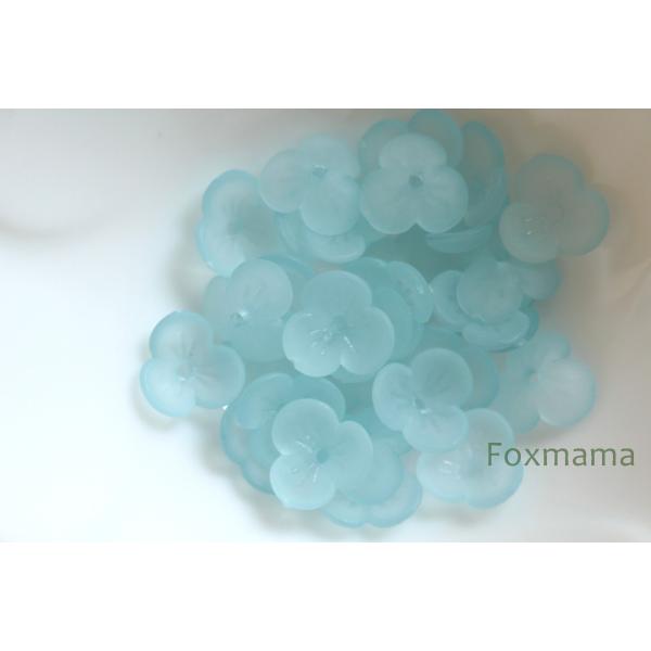 アクリルビーズパーツ 10mm 30個 3枚花びら 半透明 マット 水色 (BF310MWTWS01...