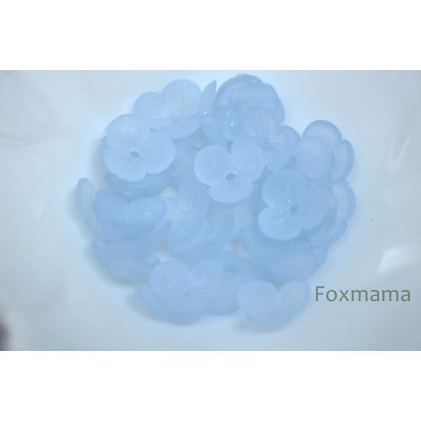 アクリルビーズパーツ 10mm 30個 3枚花びら 半透明 マット 水色02 (BF310MWTWW...