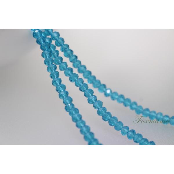 ガラスビーズ 約130個 楕円 3mm 多面カット 青緑 暗め (BOV03GGBJJ01)