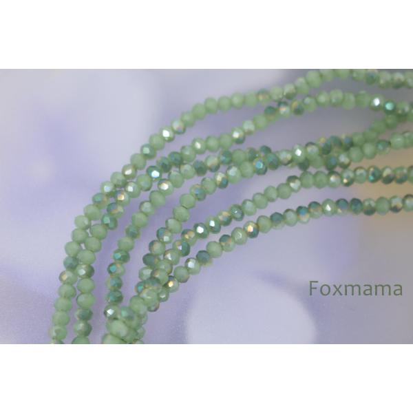 ガラスビーズ 約115個 楕円 3mm 多面カット 緑色系 グラデーション (BOV03GGREJM...