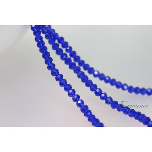 ガラスビーズ 約130個 楕円 3mm 多面カット 群青 (BOV03GUMJJMC)