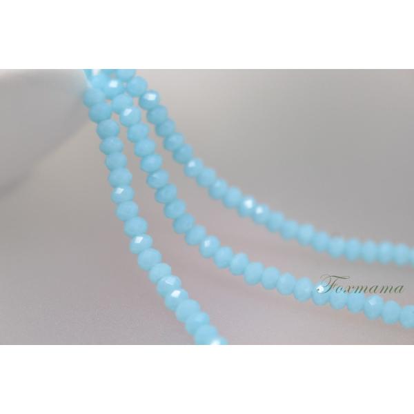 ガラスビーズ 約130個 楕円 3mm 多面カット ミルキー 水色 (BOV03GWTJJMK)