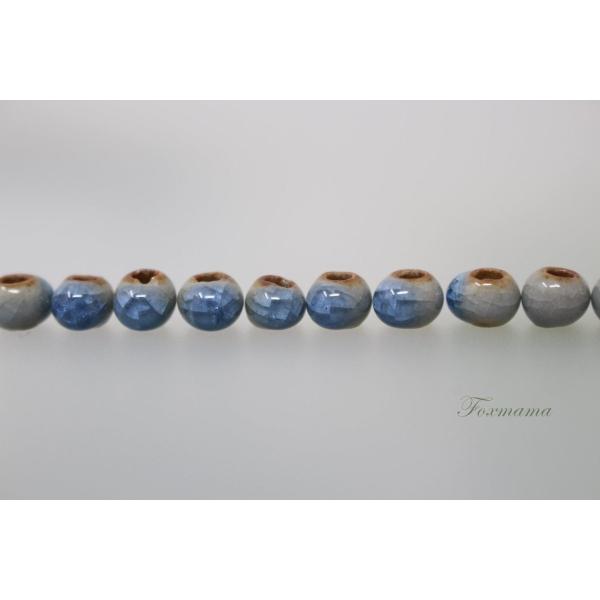 陶磁ビーズ 10個 セラミック ひび模様 青 (BOV08QBLJQ00)