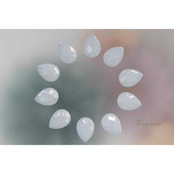 アクリルパーツ 10個 しずく 水滴 平底 通し穴無し 白(DDP17KWHJW00)