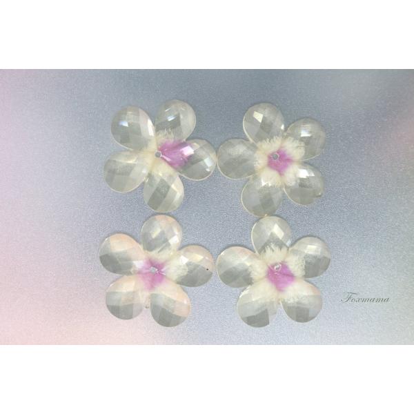 デコパーツ 8個 アクリル 5枚花びら 黄色x紫 (DF520KPPJW01)