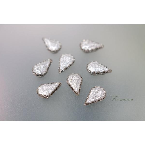 ビジュー 8個 アクリル アンティーク風 しずく シルバー 台座シルバー(JDP10KSVJQM2)