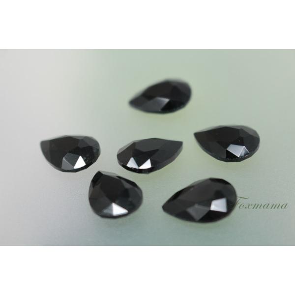 ビジュー 6個 クリスタルガラス 雫 水滴 14x10mm 黒 (JDP14GBKHYHU)