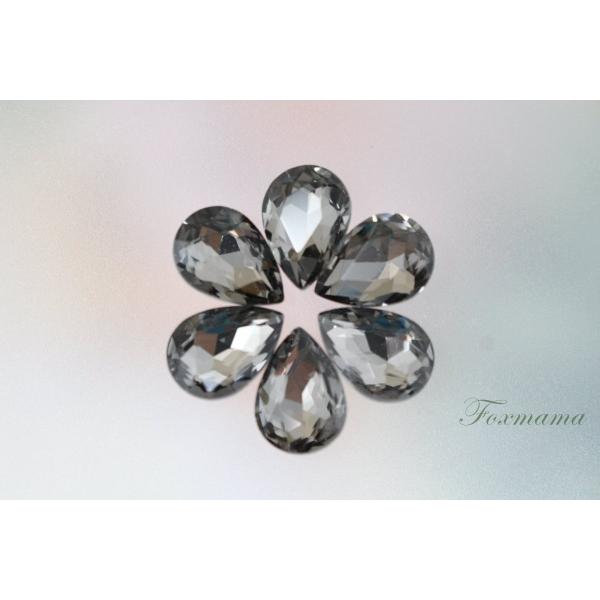 ビジュー 6個 クリスタルガラス 雫 水滴 14x10mm 灰色 グレー (JDP14GGYJJHU...