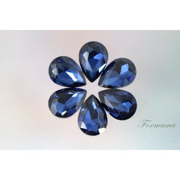 ビジュー 6個 クリスタルガラス 雫 水滴 14x10mm ネイビー 紺色 (JDP14GNVJJH...