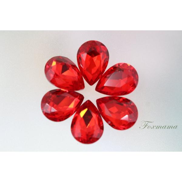 ビジュー 6個 クリスタルガラス 雫 水滴 14x10mm 赤 レッド(JDP14GRDJJHU)