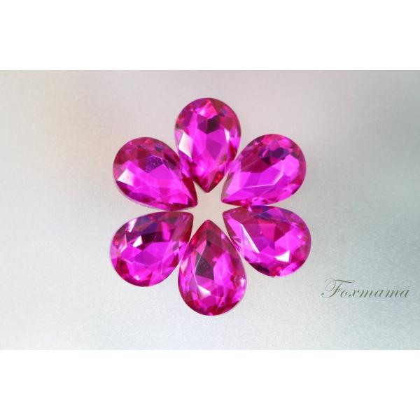 ビジュー 6個 クリスタルガラス 雫 水滴 14x10mm ローズピンク(JDP14GRPJJHU)