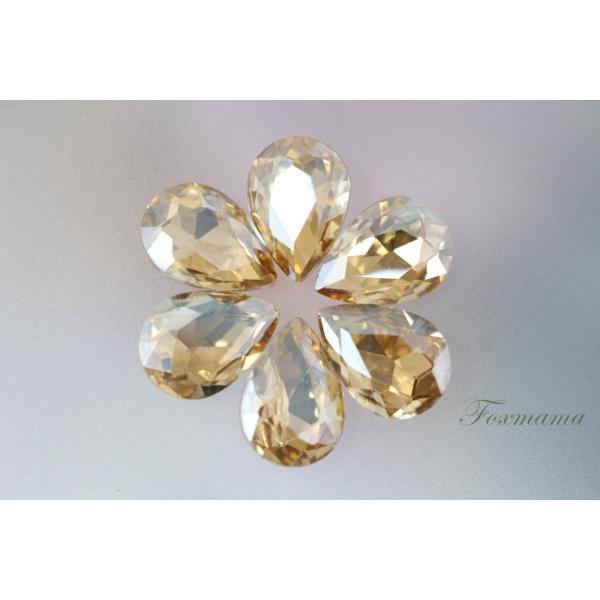 ビジュー 6個 クリスタルガラス 雫 水滴 14x10mm シャンパン (JDP14GSGJJHU)