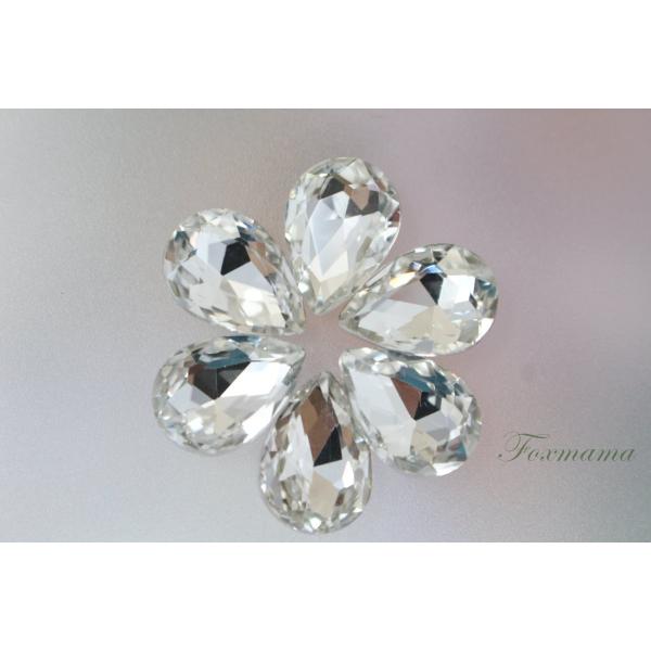 ビジュー 6個 クリスタルガラス 雫 水滴 14x10mm クリスタル色 (JDP14GSKJJHU...