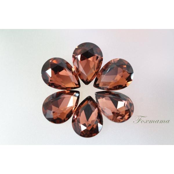 ビジュー 6個 クリスタルガラス 雫 水滴 14x10mm ワイン色 (JDP14GWNJJHU)