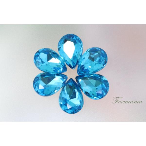 ビジュー 6個 クリスタルガラス 雫 水滴 14x10mm 水色 ブルー (JDP14GWTJJHU...