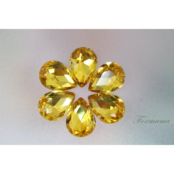 ビジュー 6個 クリスタルガラス 雫 水滴 14x10mm 黄色 イエロー (JDP14GYLJJH...